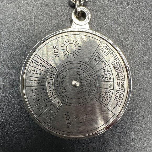 50 Year Perpetual Calendar Pendant Necklace 2010 to 2060 Nautical Guide Metal - Picture 4 of 9